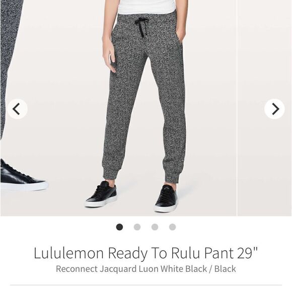Lululemon Ready To Rulu PantReconnect Jacquard Luon White Black size 8